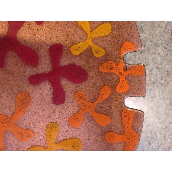 Vintage 8" Enamel on Copper Art Deco Ashtray Mid Century Modern 50's - Picture 5 of 6